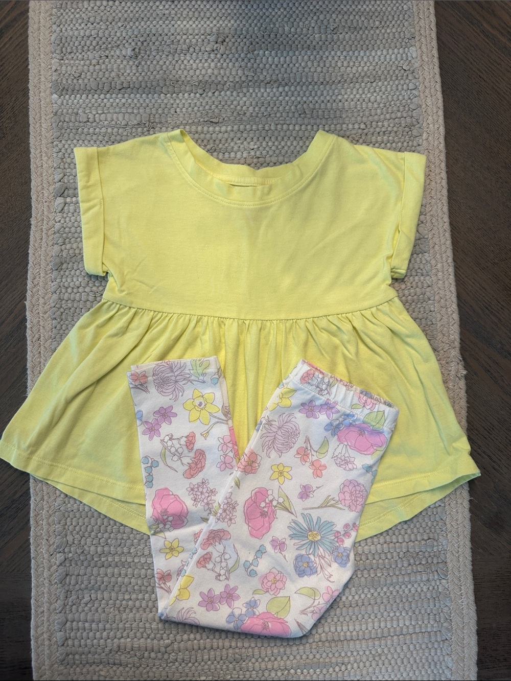 Cat & Jack Yellow Top with Floral Leggings